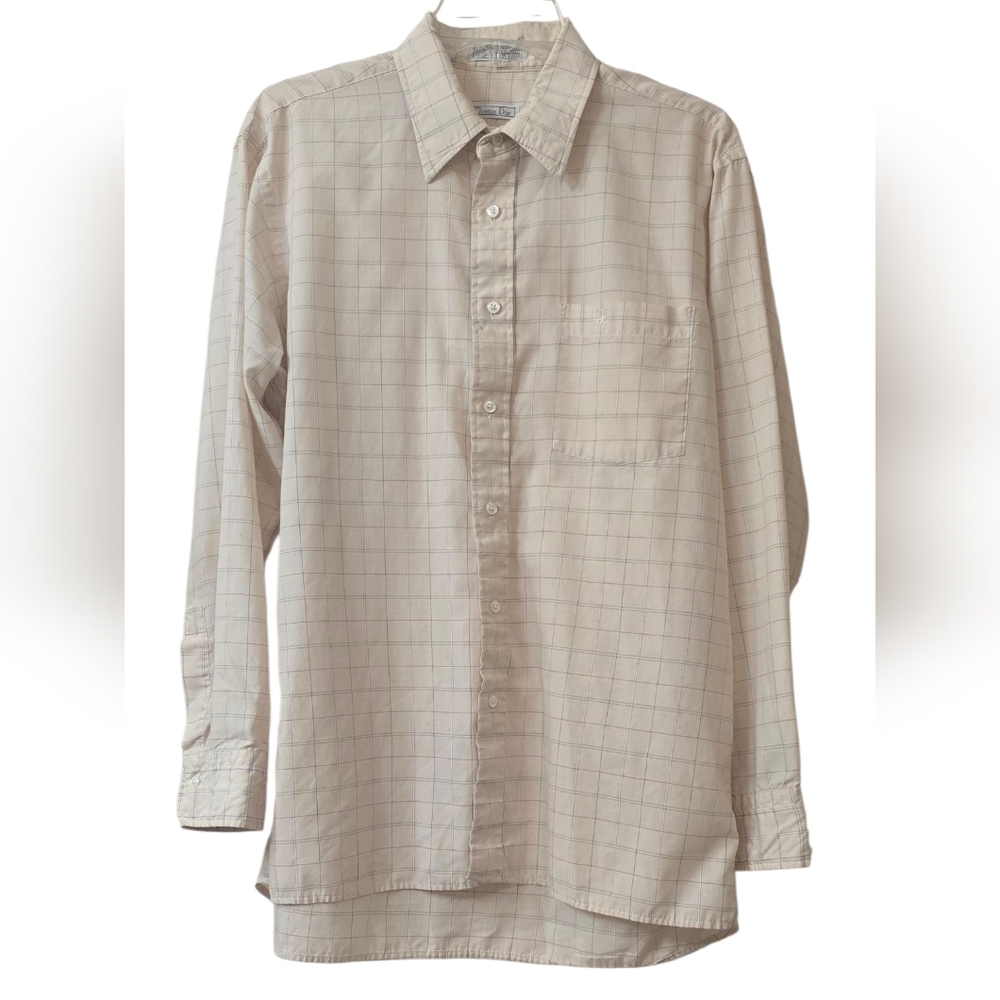 Vintage Christian Dior Long Sleeve Button Up Dress Shirt Size L
